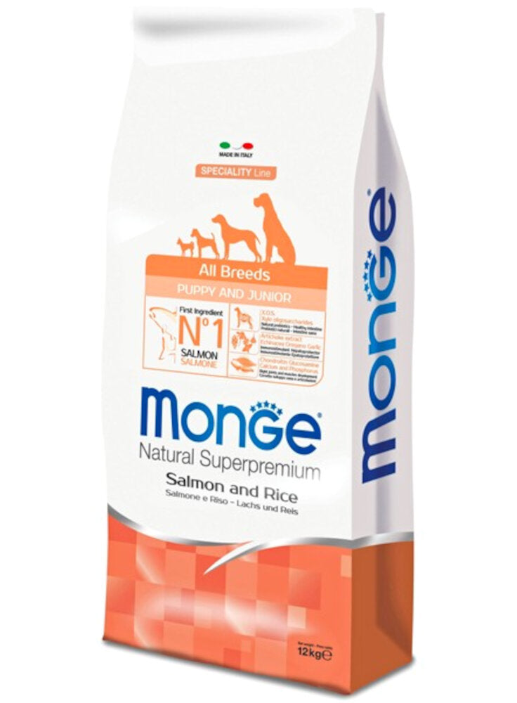 Monge Natural Superpremium Puppy Junior Salmone e Riso 12kg Monge Natural Superpremium Puppy Junior Salmone e Riso 12kg
